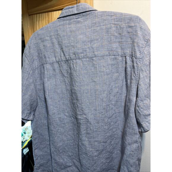 paradise collection men’s XL Linen Short Sleeve Button Up Shirt Blue Summer Cool - Picture 7 of 8